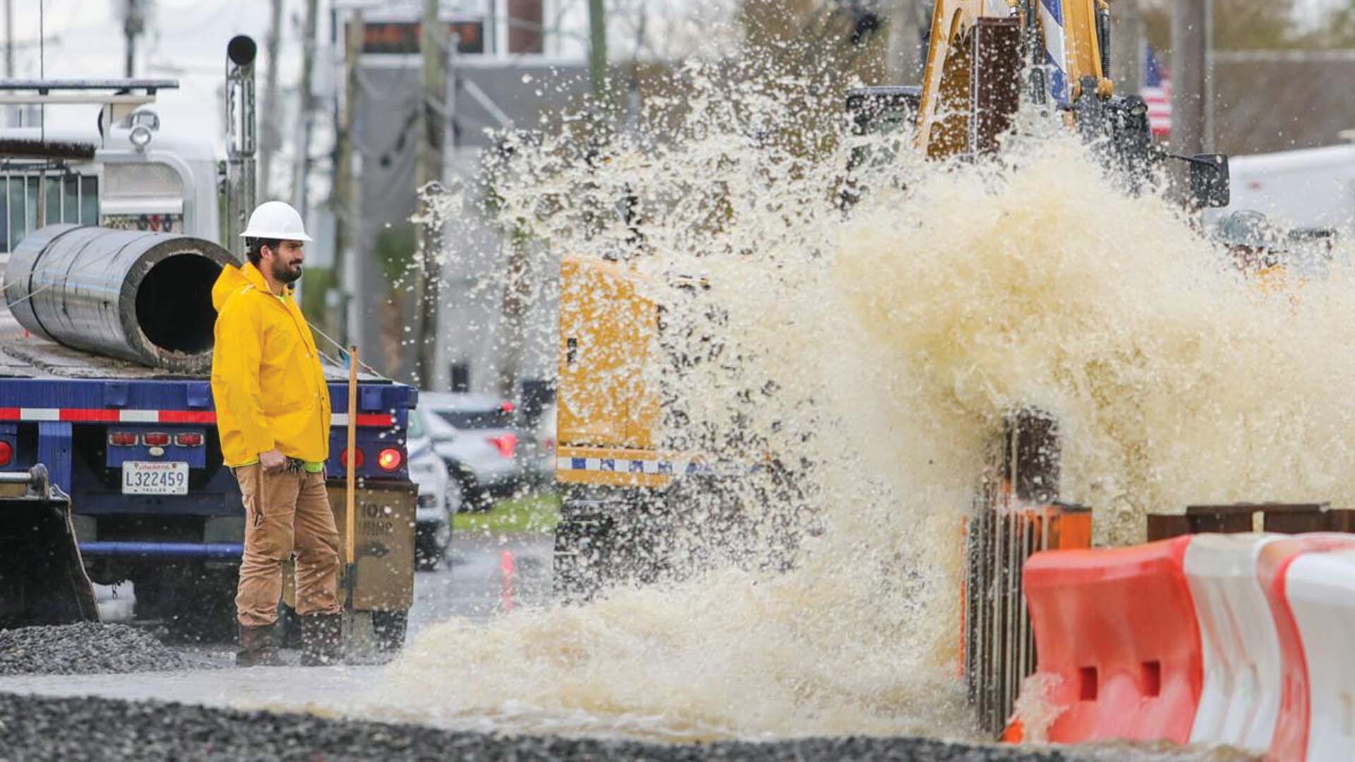 Broken pipeline in Louisiana, March 2021