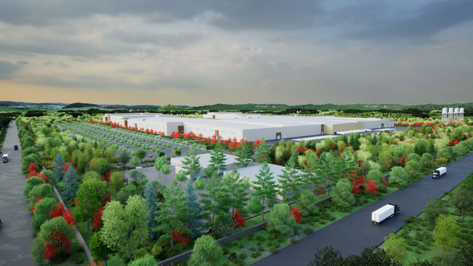 Rendering of Panasonic's new battery plant for tesla in Kansas