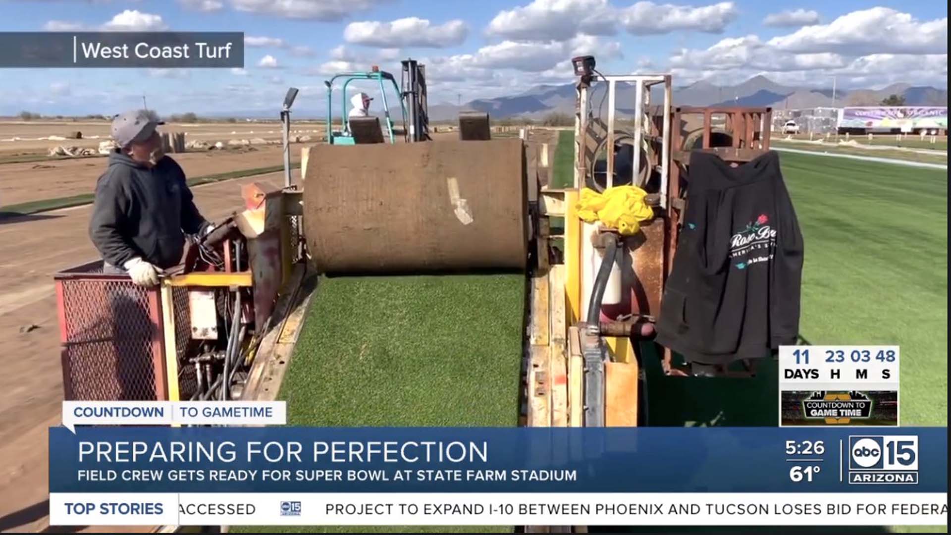 Field crew preparing for the Super Bowl