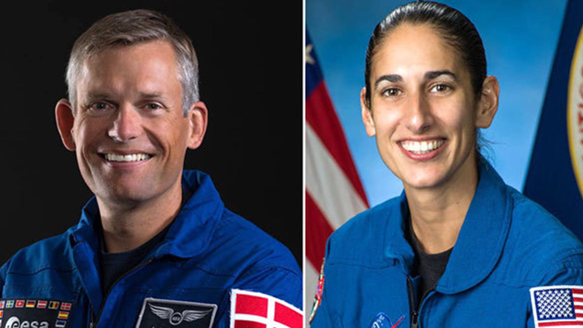 Astronauts Andreas Mogensen (left) and Jasmin Moghbeli (right)