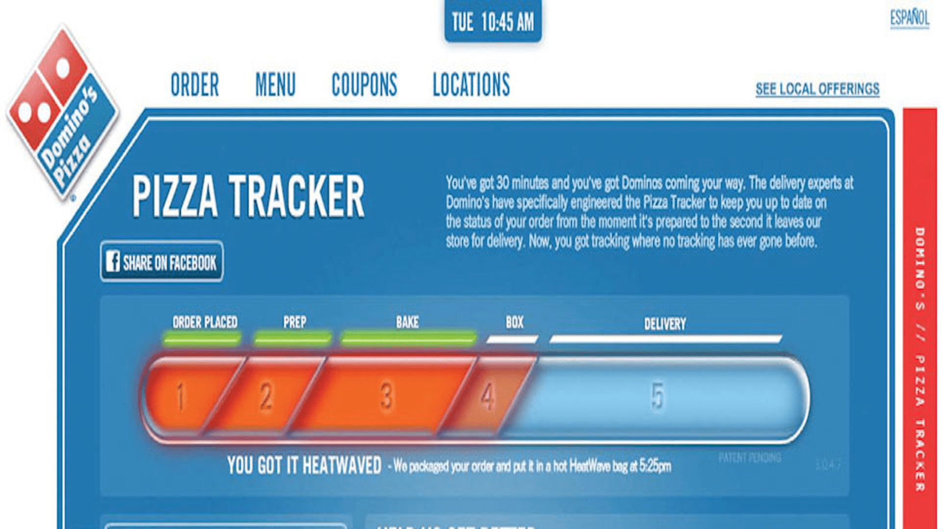 Domino's Pizza Tracker for food delivery