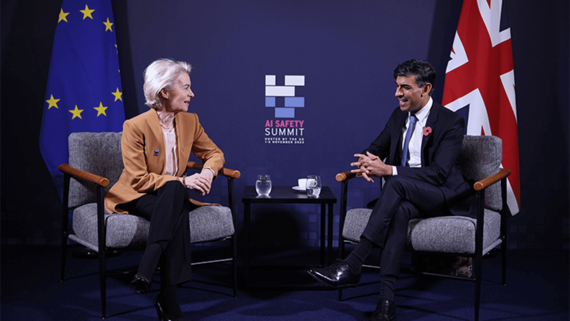 Ursula von der Leyen and Rishi Sunak at the AI Safety Summit