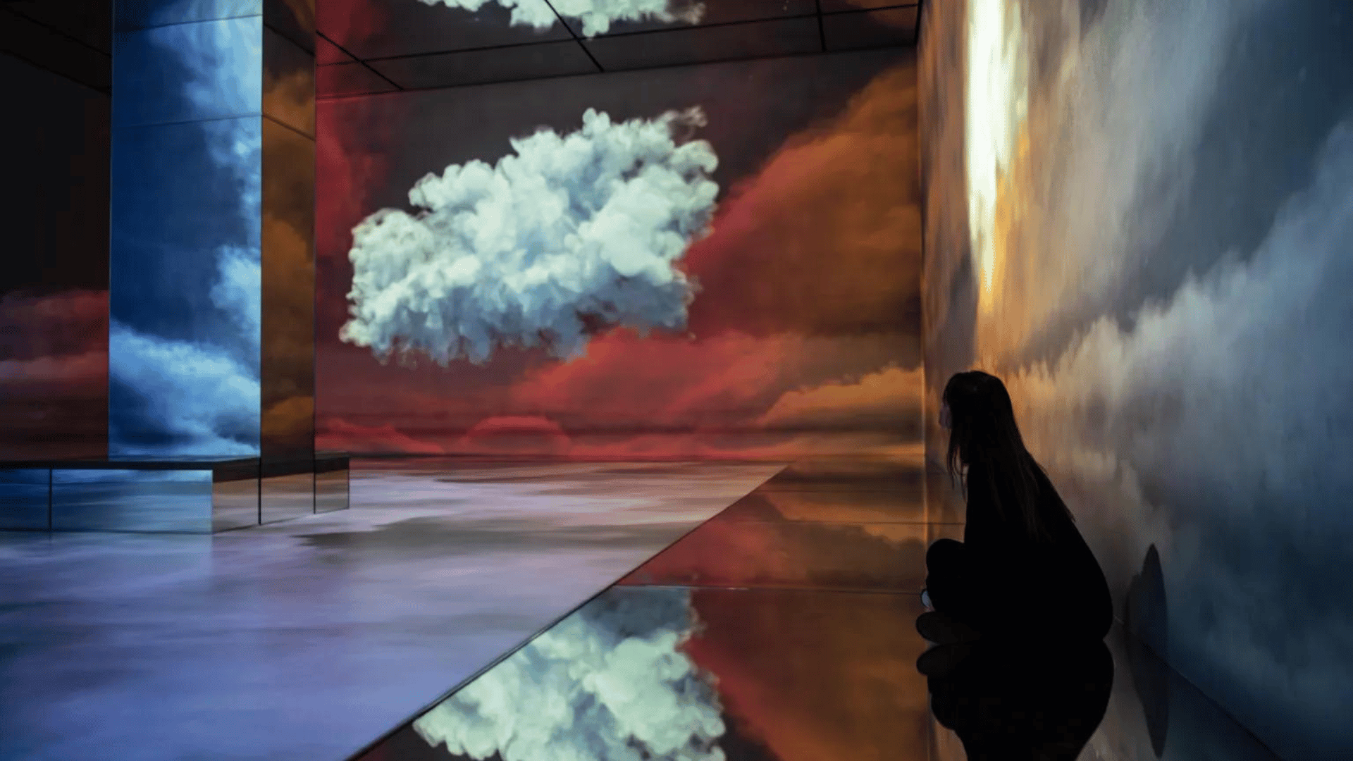 The Cloud Gallery is one of Brainstorms’ four rooms at London’s immersive art venue Frameless. Image Credits: Antonio Pagano